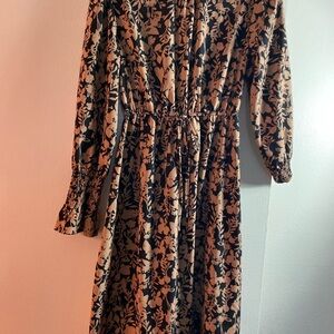 Floral Black and Tan Women's Dress